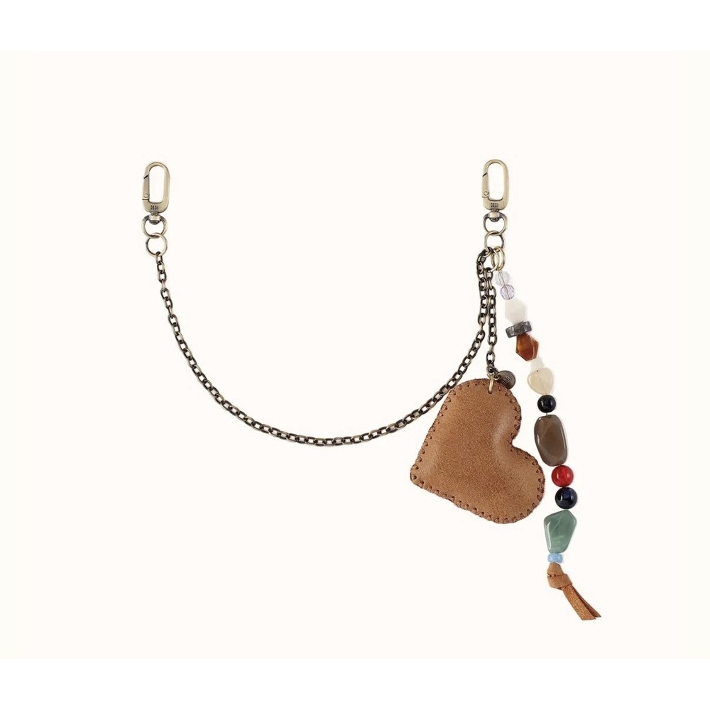 HOBO Heart Swells Bag Swag Purse Charm  Leather Heart Antique Brass Hardware NWT